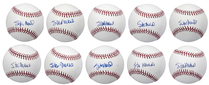 Lot of (10) Stan Musial Signed Official MLB Baseballs (PSA/DNA)